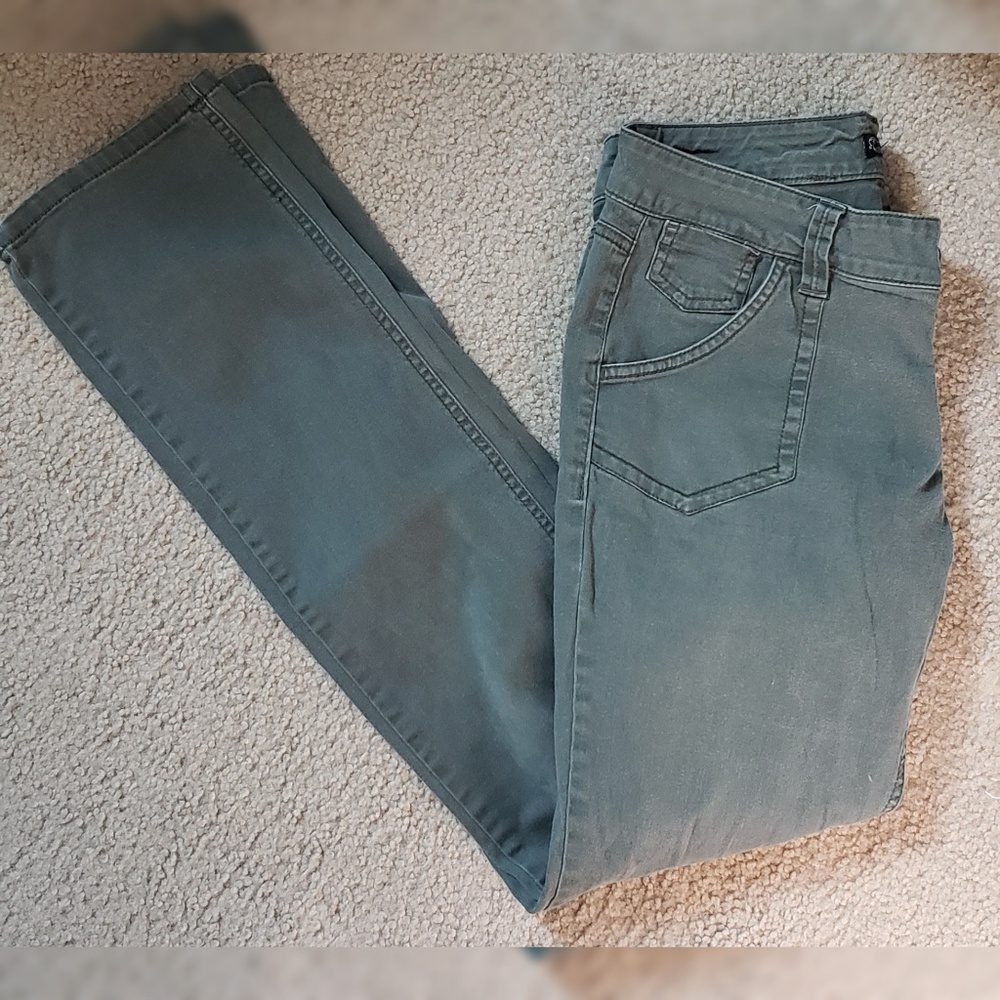 Army green straight leg pants
